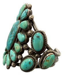 Sterling Silver Turquoise Cluster Cuff From Frank Lloyd Wright Estate