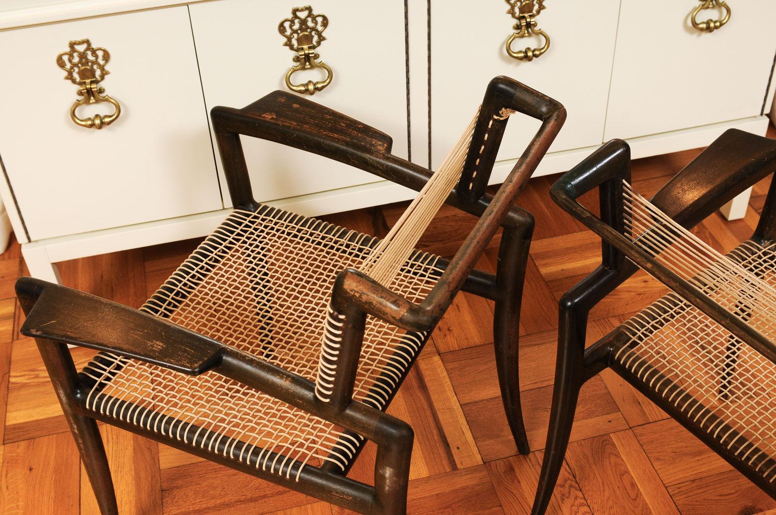 Incredibile set superstite di 12 poltrone moderne Klismos di Charles Allen, 1950 ca. in vendita 13