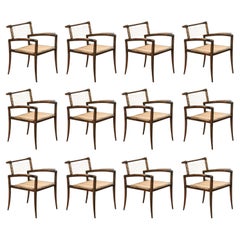 Incredibile set superstite di 12 poltrone moderne Klismos di Charles Allen, 1950 ca.