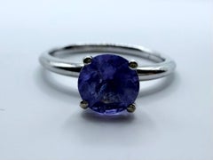 Incredibile anello solitario con tanzanite, design moderno, 10KT, misura 6,5