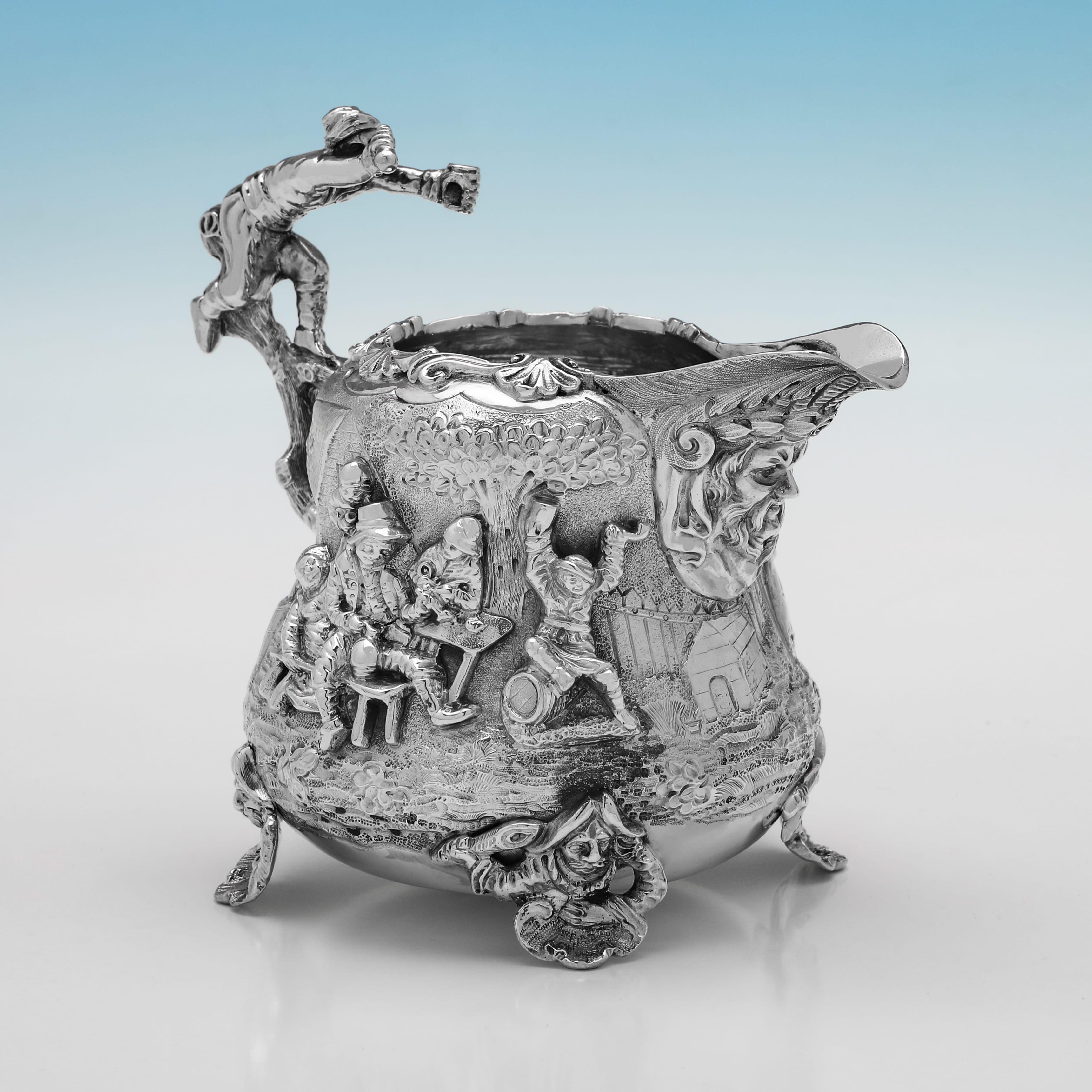 Increíble servicio de té y café de plata de ley estilo Teniers con matasellos de 1880 en venta 6