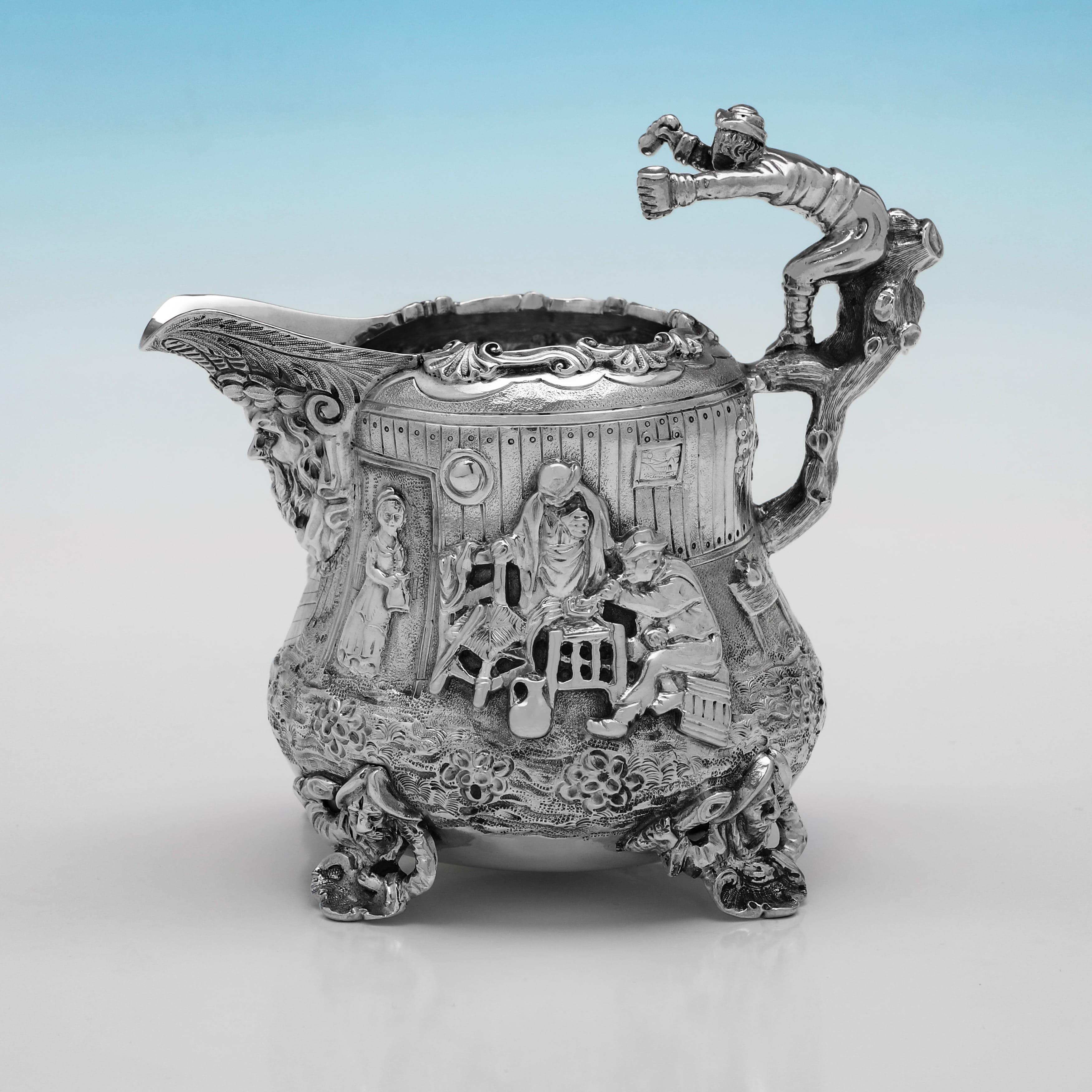 Increíble servicio de té y café de plata de ley estilo Teniers con matasellos de 1880 en venta 7