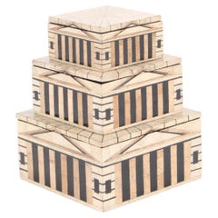 Incredible Trio Of Hand Crafted Lacquered Egg Shell Boxes * Free Global Delivery