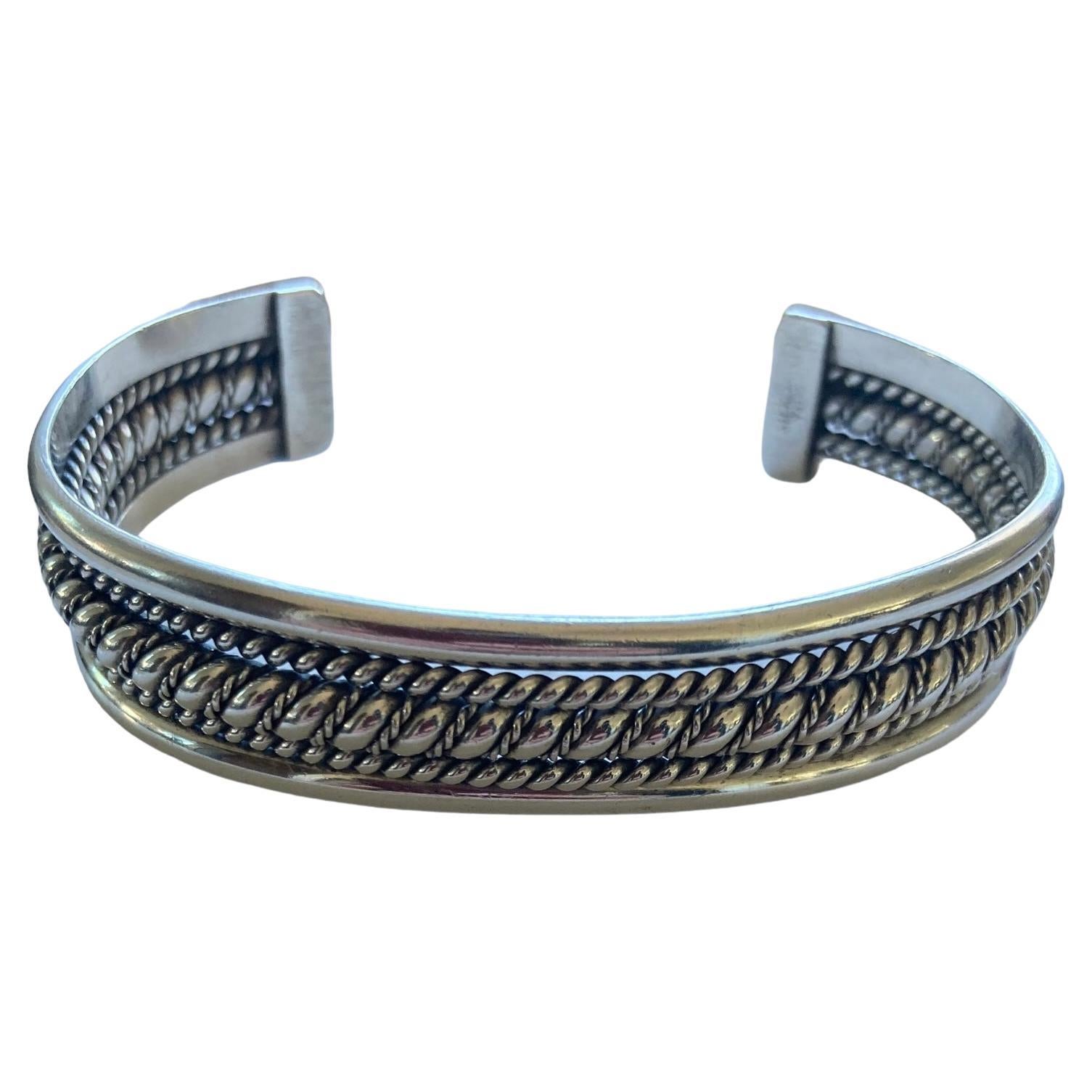 Vintage Mexican Native American Sterling Silver Bracelets – Mixed Lot – Bangle, Cuff, Chain