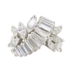 Incredible Vintage Cascading Diamond Ring Made in Platinum