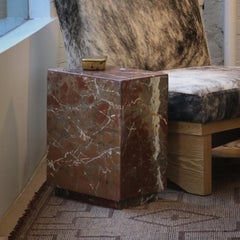 Incredible Vintage Rosso Levanto Marble Pillar Table - 1 Available