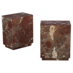 Incredible Vintage Rosso Levanto Marble Pillar Table - 2 Available