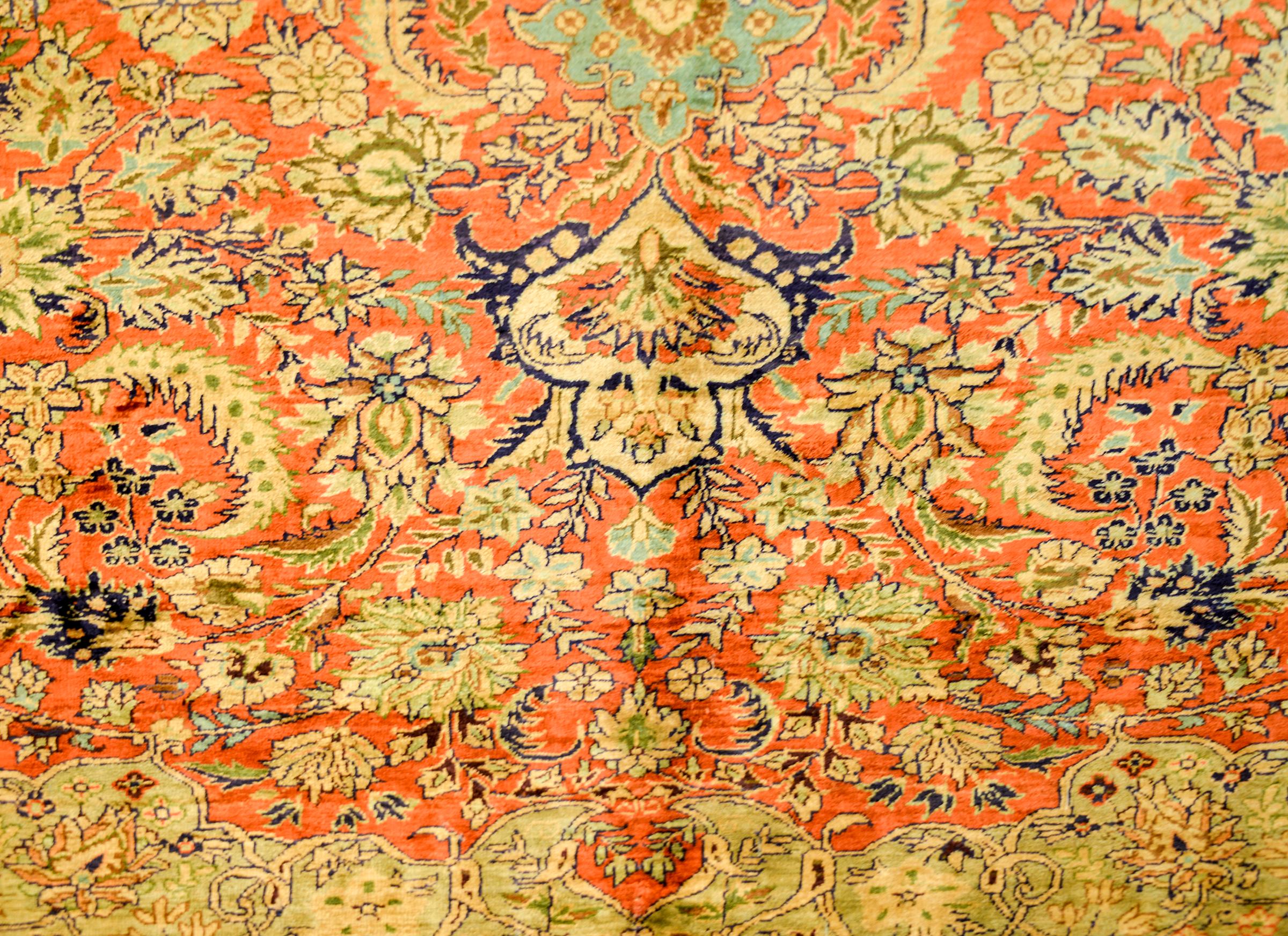 Vegetable Dyed Incredible Vintage Silk Indian Isfahan Rug