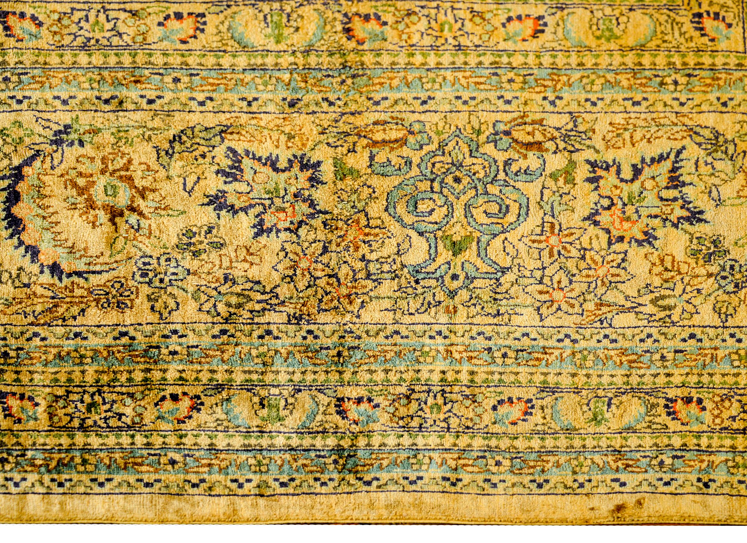 Mid-20th Century Incredible Vintage Silk Indian Isfahan Rug