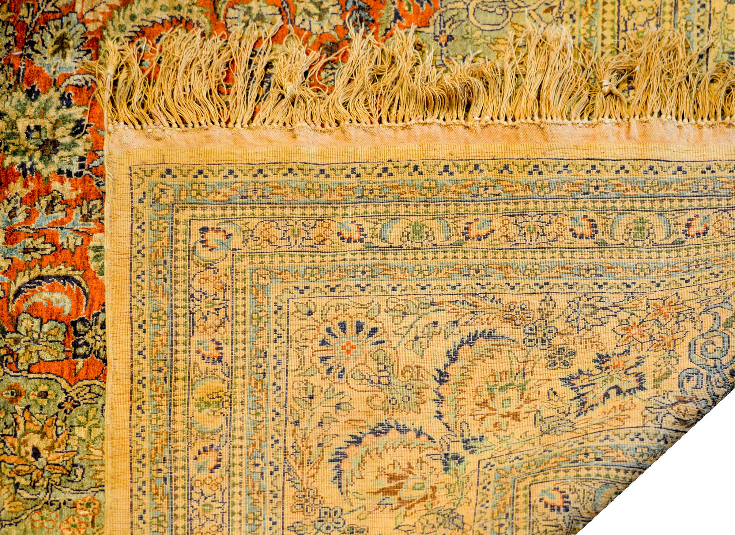 Incredible Vintage Silk Indian Isfahan Rug 1