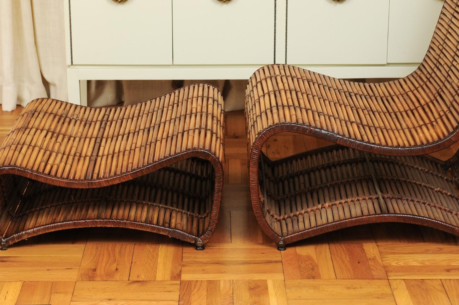 Incredible Wave Lounge Chair and Ottoman Pair by Danny Ho Fong, circa 1970 For Sale 1