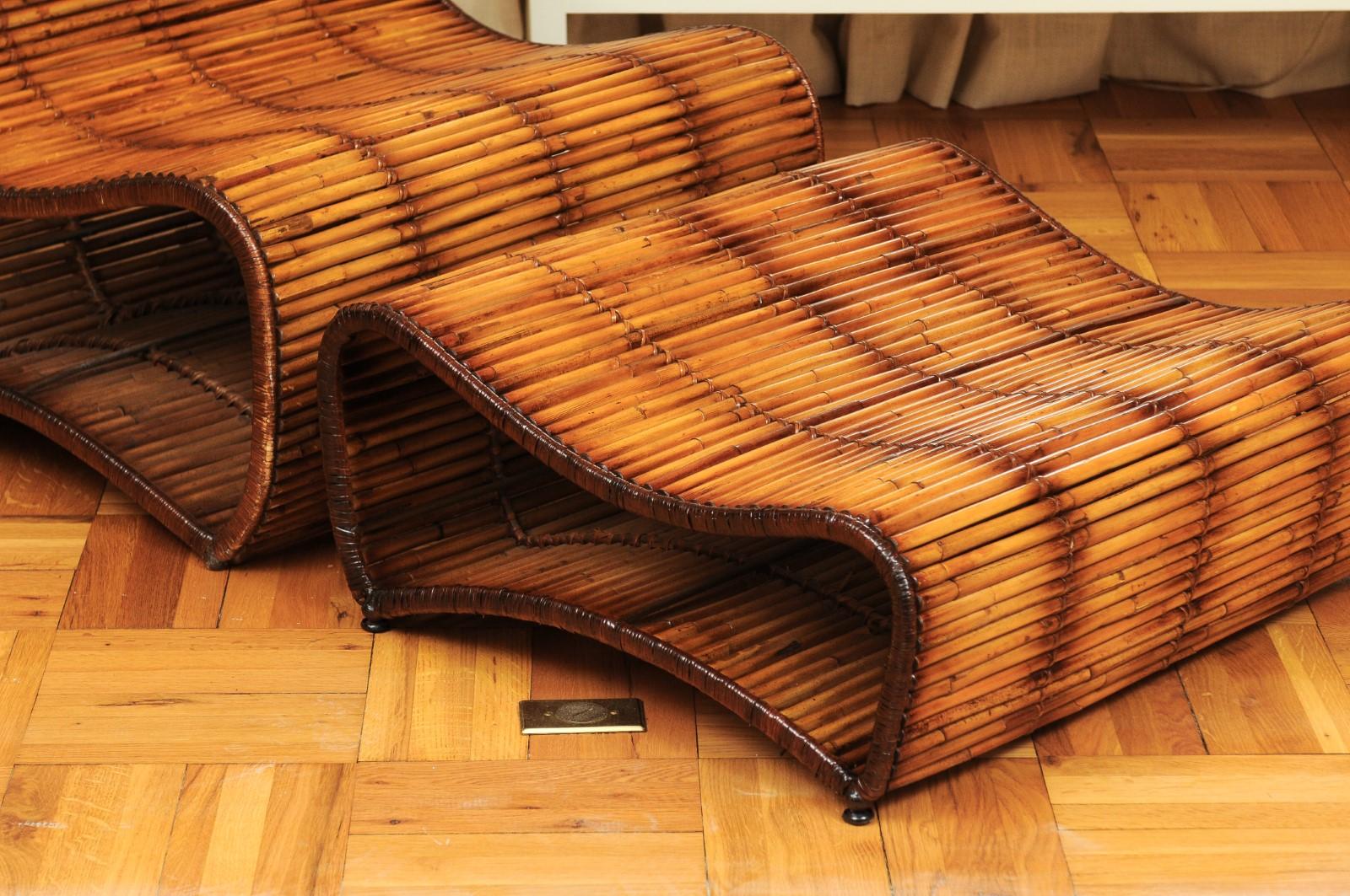 Philippine Incredible Wave Slipper Lounge Chair and Ottoman by Danny Ho Fong, circa 1970 For Sale