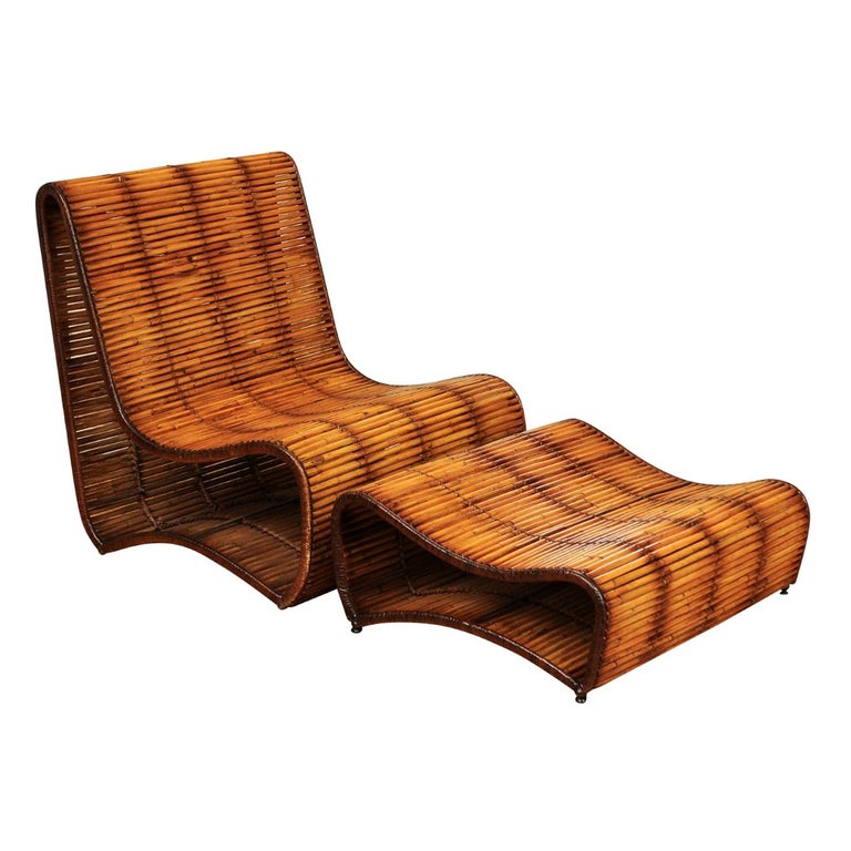 Incredible Wave Slipper Lounge Chair and Ottoman by Danny Ho Fong, circa 1970 For Sale