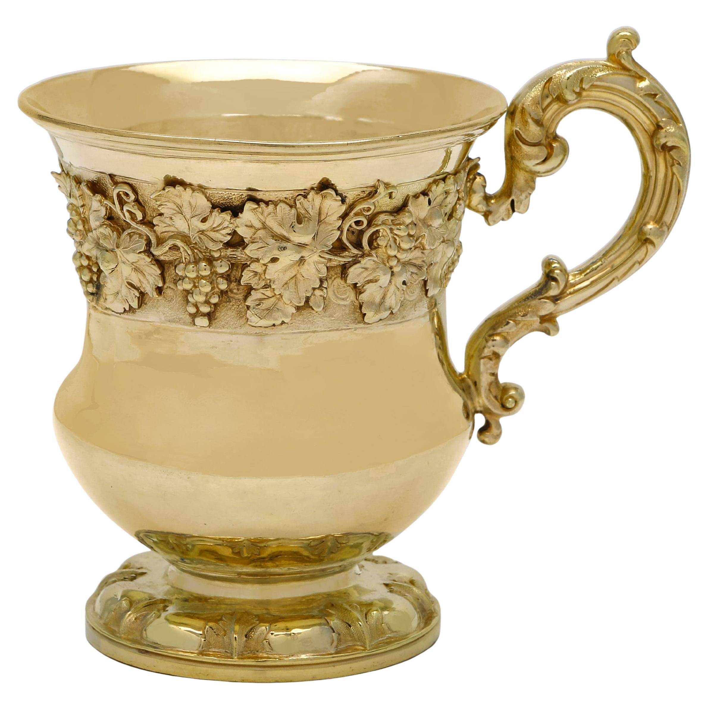 Increíble taza de bautizo de plata de ley dorada de la época de Guillermo IV Barnards 1831