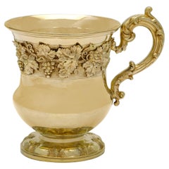 Increíble taza de bautizo de plata de ley dorada de la época de Guillermo IV Barnards 1831