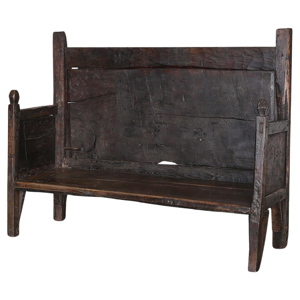 Incredible XXL Primitive 17th C. Portuguese Bench Wabi Sabi