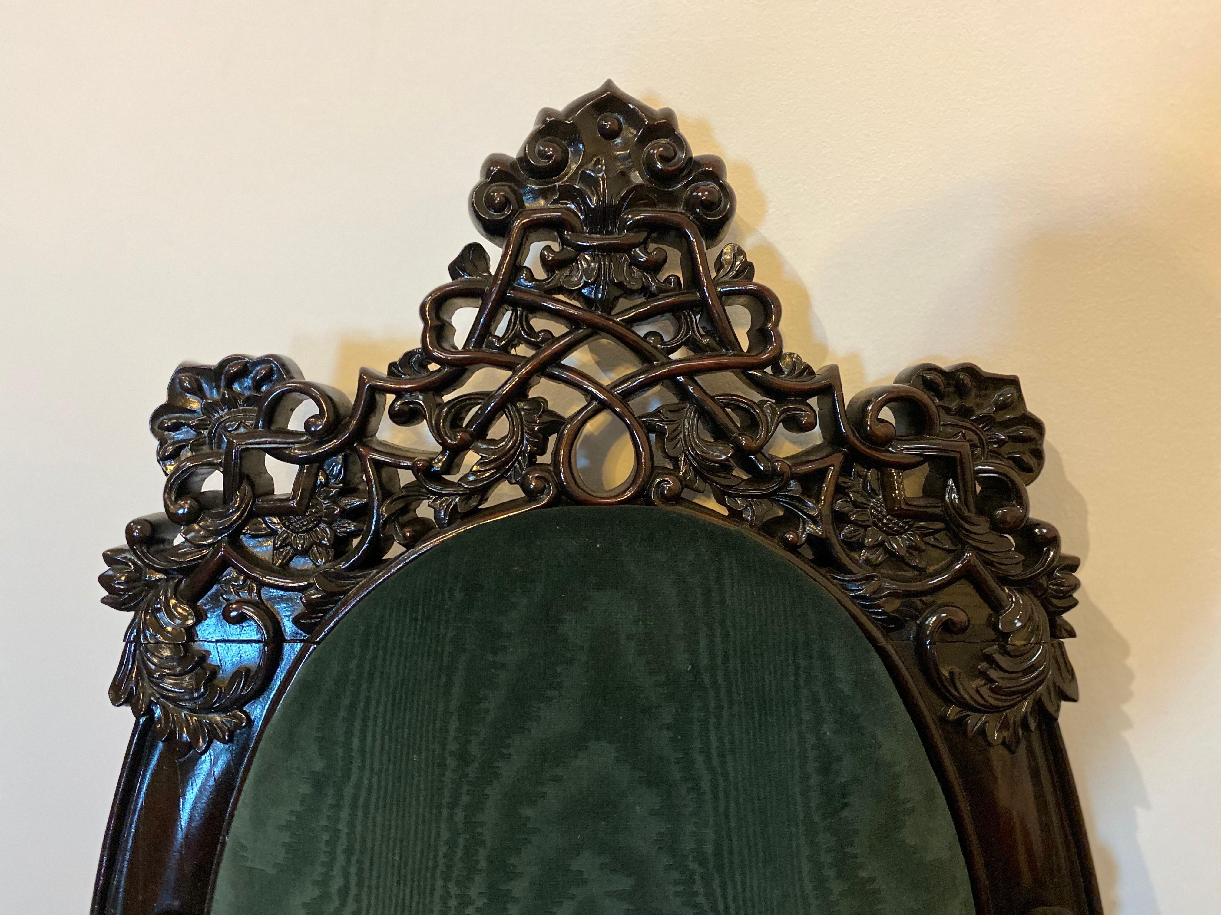 Incredibly Carved 19th Century Anglo-Indian Rosewood Palatial Chairs 2