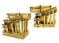 Incredibly Detailed Ancient Ruins 18 Karat Gold 3D Cufflinks