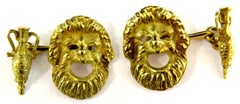 Incredibly Detailed Bacchus with Urn Double Sided 18 Karat Gold Cufflinks