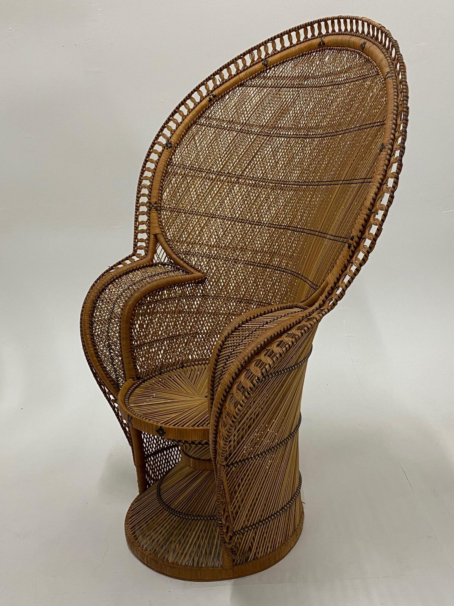 Philippine Incredibly Detailed Impressive in Scale Rattan Cobra Peacock Chair