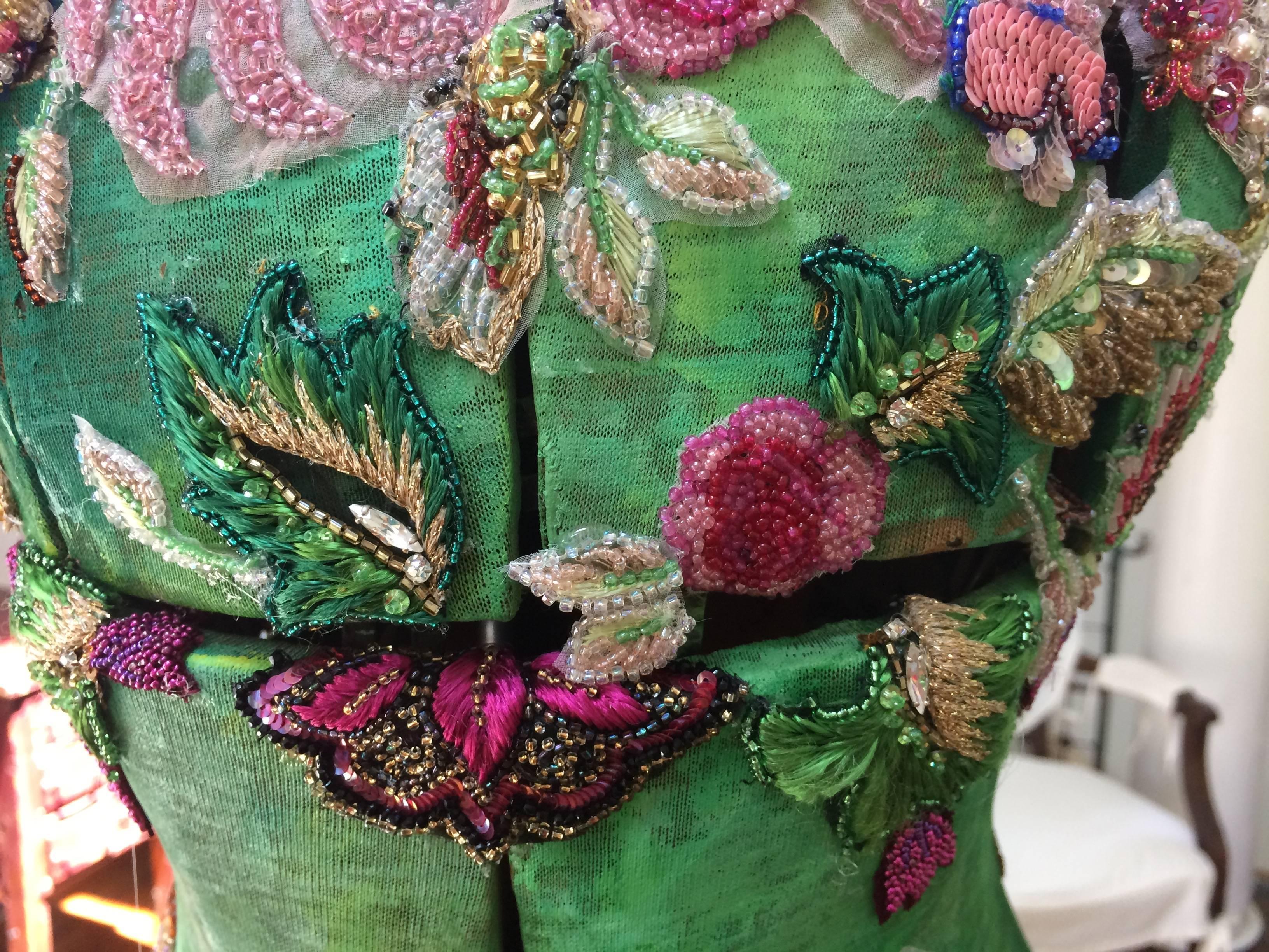 Incredibly Enchanting Mixed-Media Dress Form Sculpture Titled Spring 12