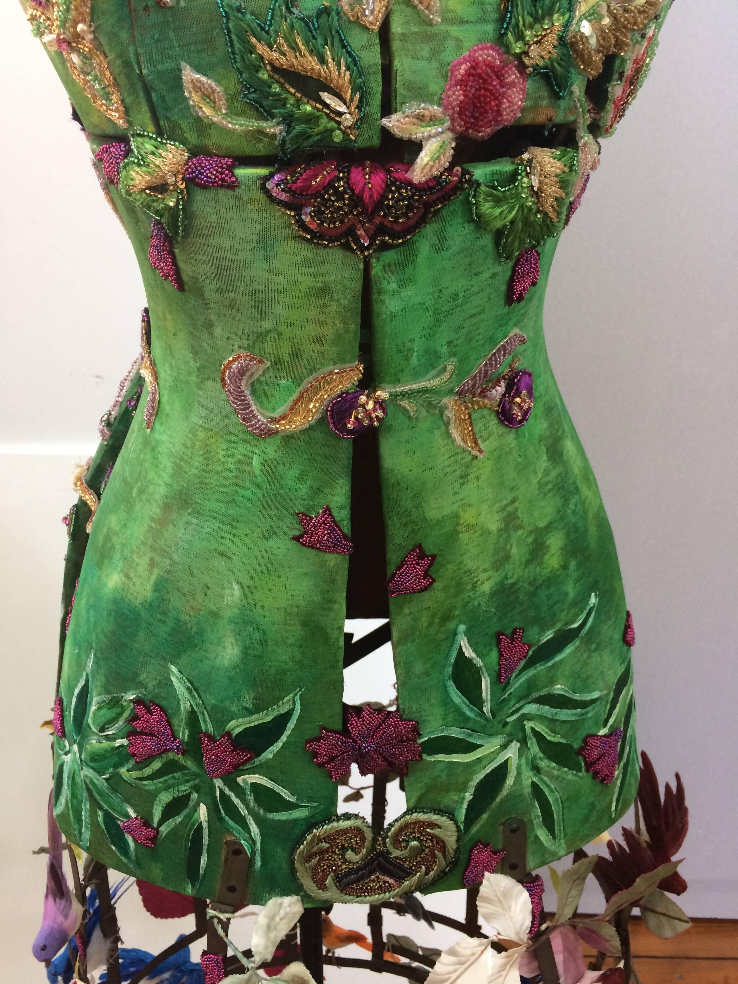 American Incredibly Enchanting Mixed-Media Dress Form Sculpture Titled Spring