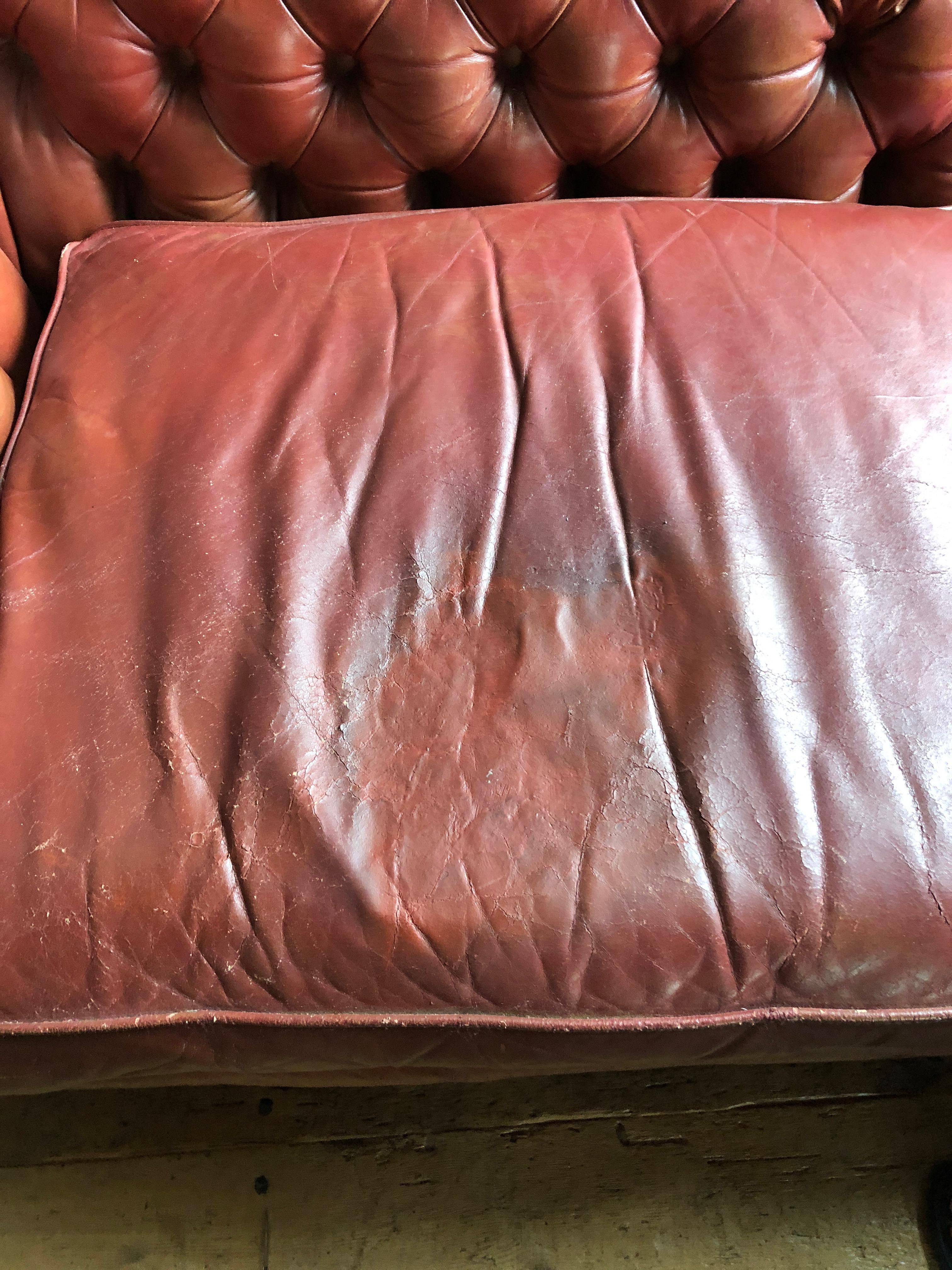 Incredibly Handsome Distressed Tufted English Leather Chesterfield Sofa 4