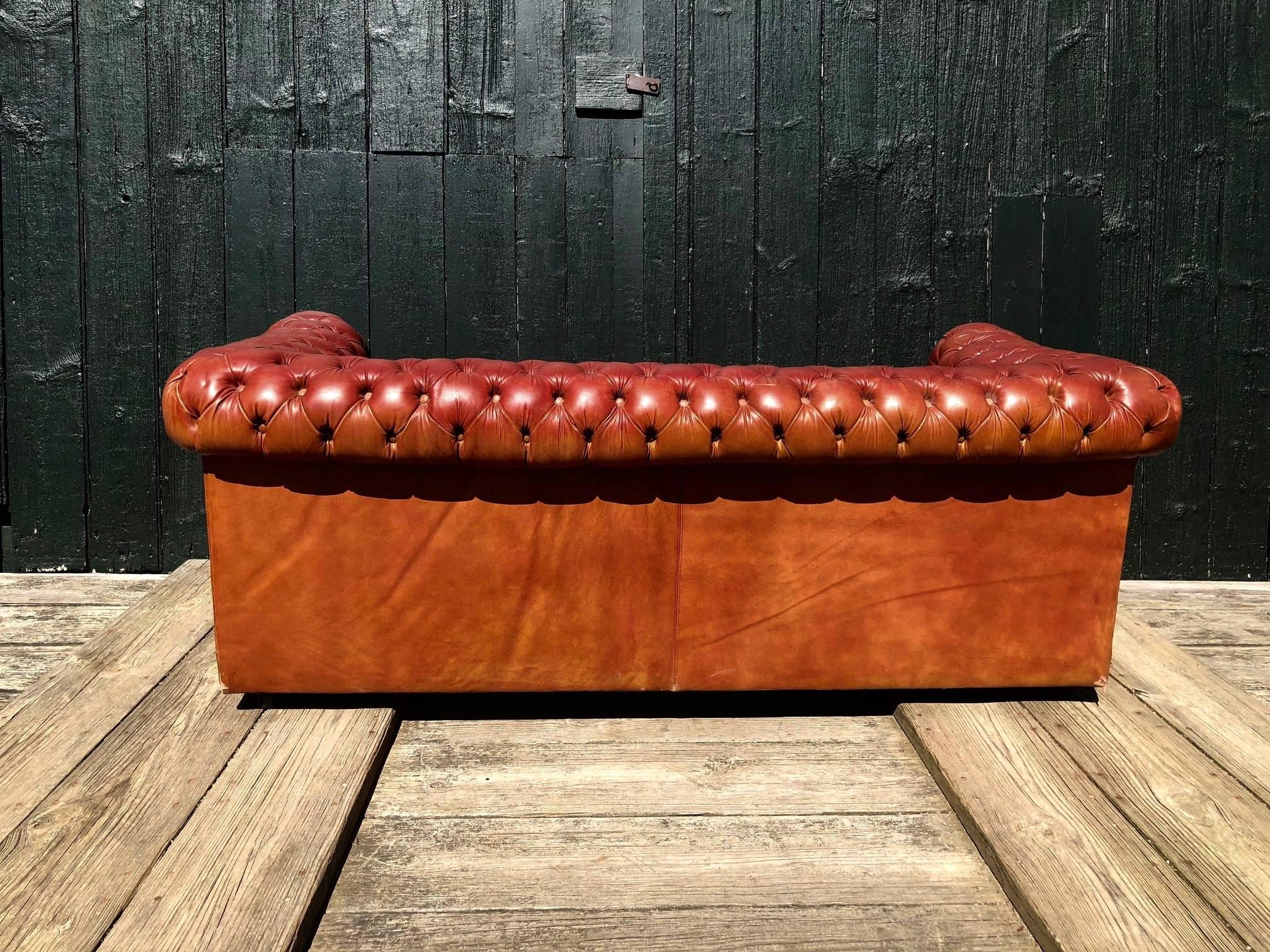 Incredibly Handsome Distressed Tufted English Leather Chesterfield Sofa 7