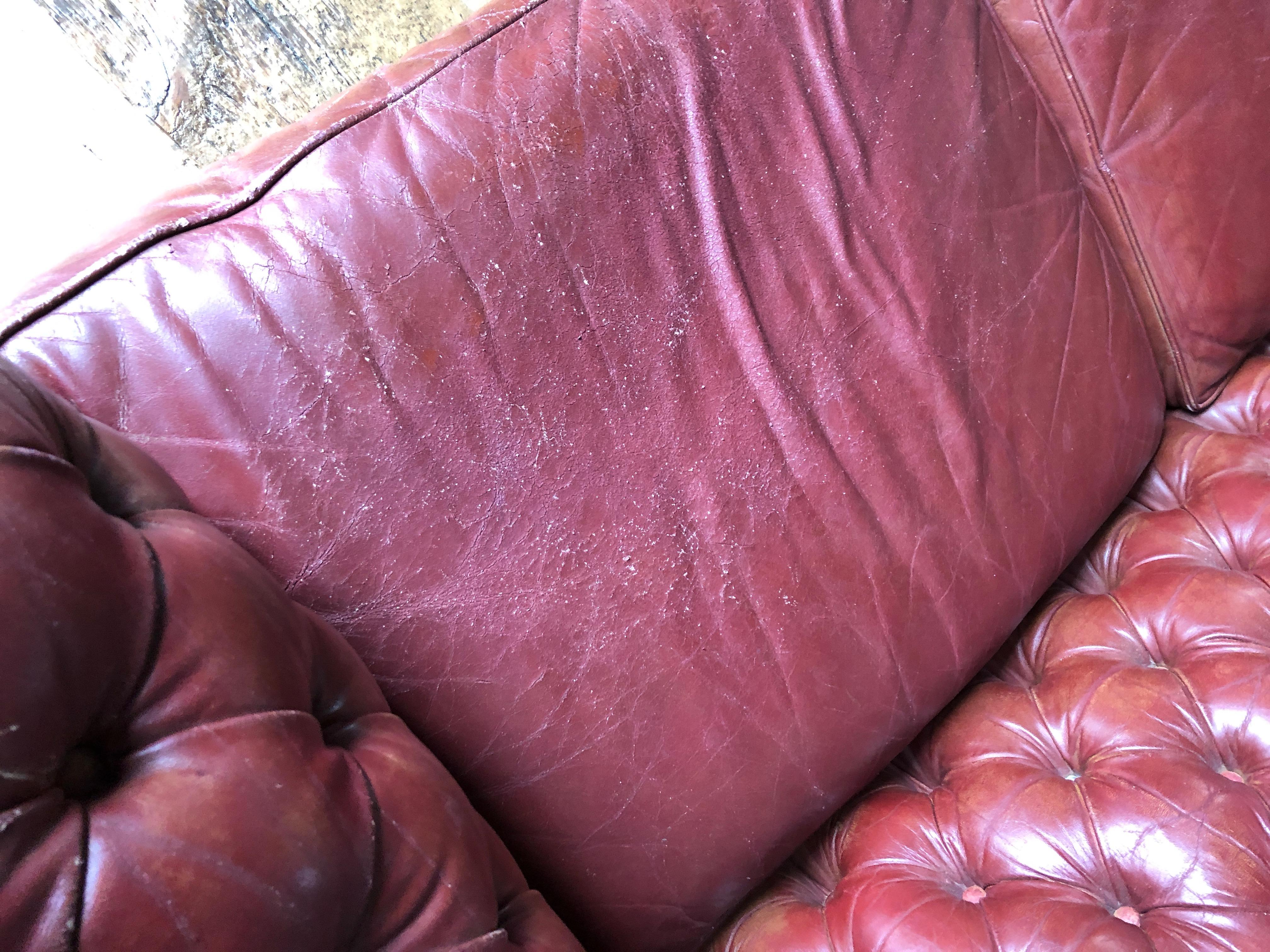 Incredibly Handsome Distressed Tufted English Leather Chesterfield Sofa 1