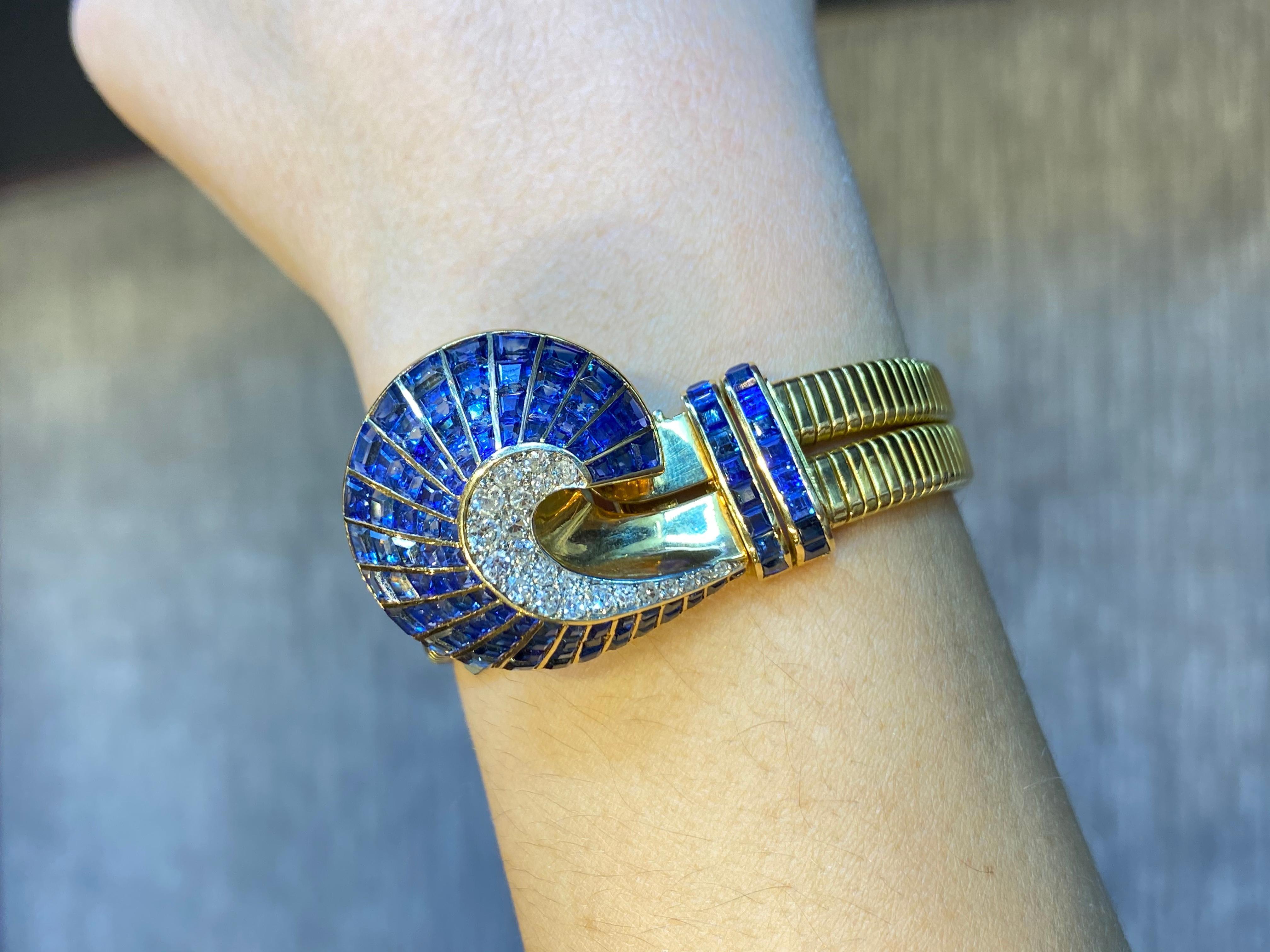 Unglaubliches französisches Retro-Saphir-Armband im Zustand „Hervorragend“ im Angebot in New York, NY