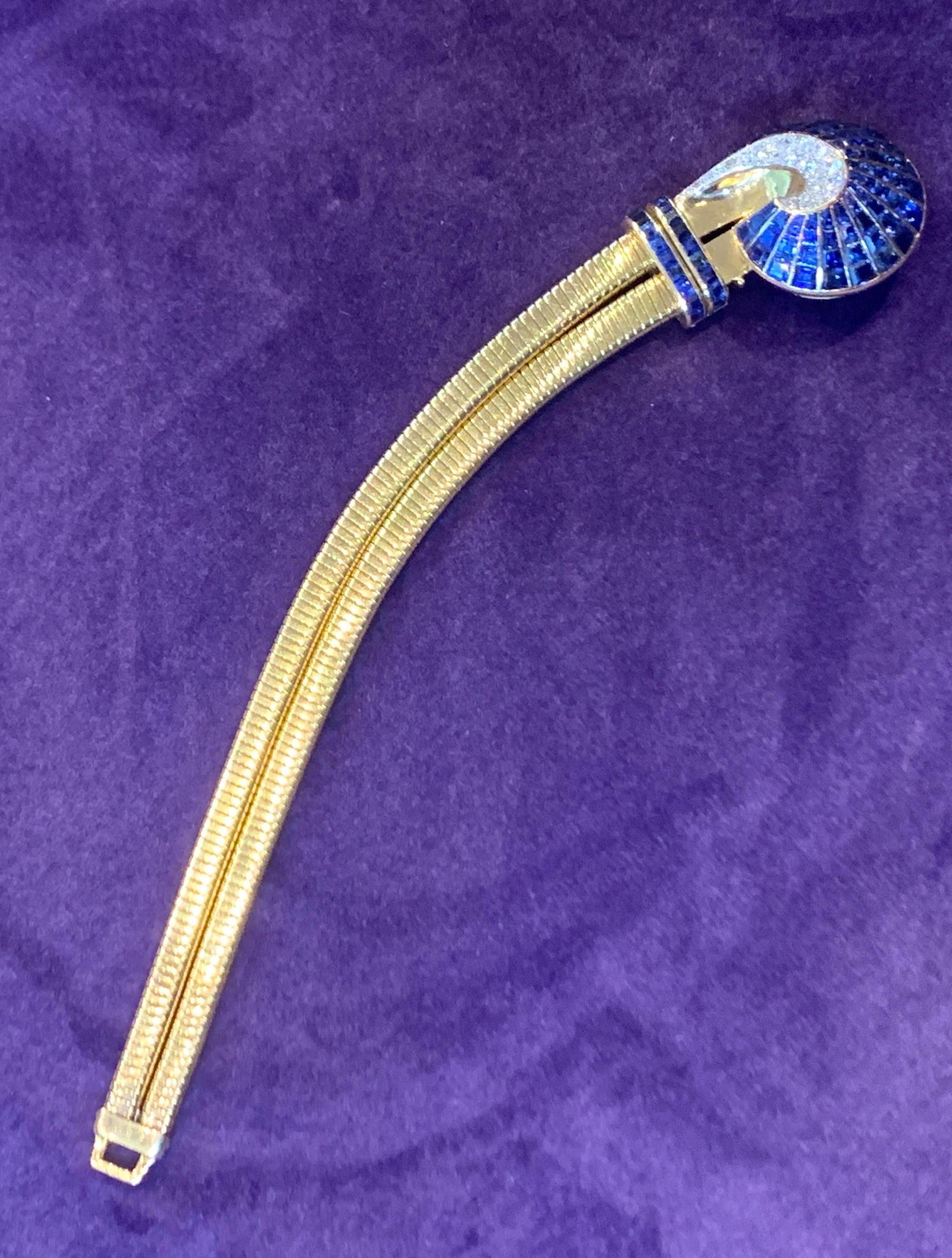 Women's Incredibly Made French Retro Sapphire Bracelet For Sale