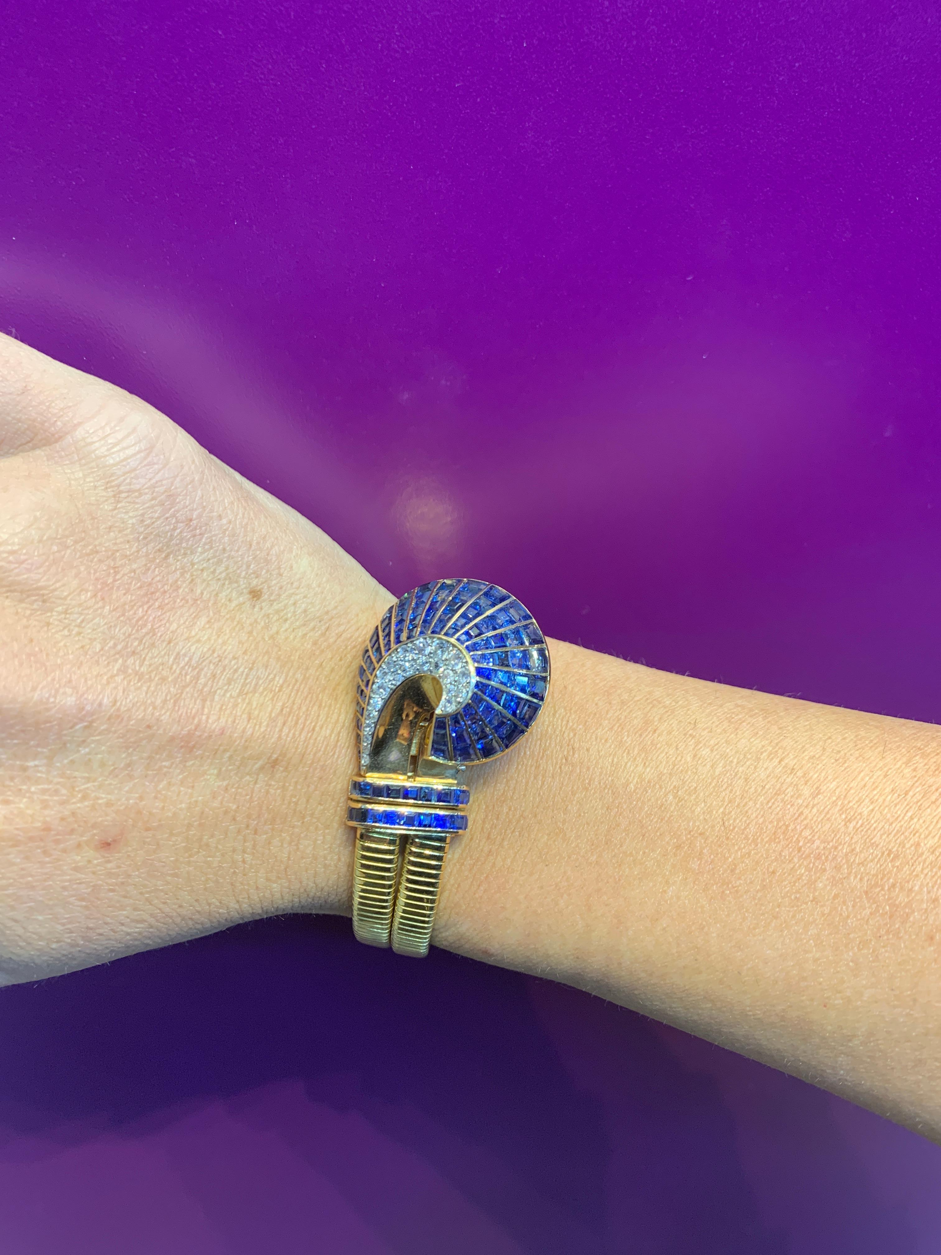 Incredibly Made French Retro Sapphire Bracelet For Sale 2