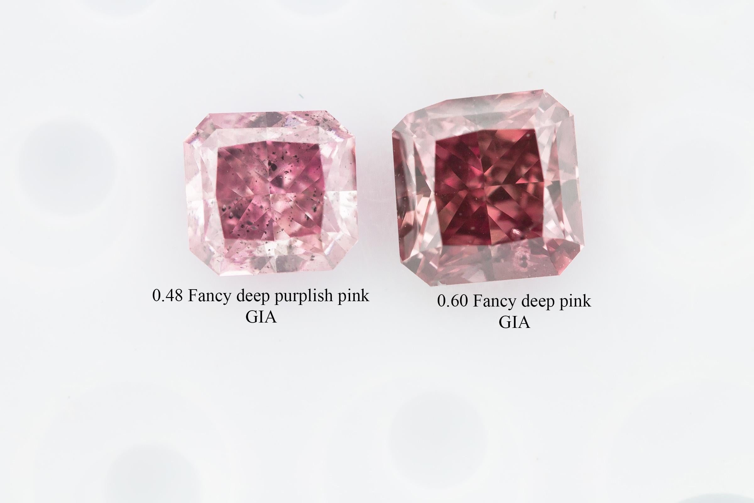 Incredibly rare deep fancy pink GIA certified Argyle cushion cut diamond. Ring designs are shown for inspiration purposes only. 

Natural fancy pink diamonds are among the rarest colored diamonds in existence and are coveted by collectors and