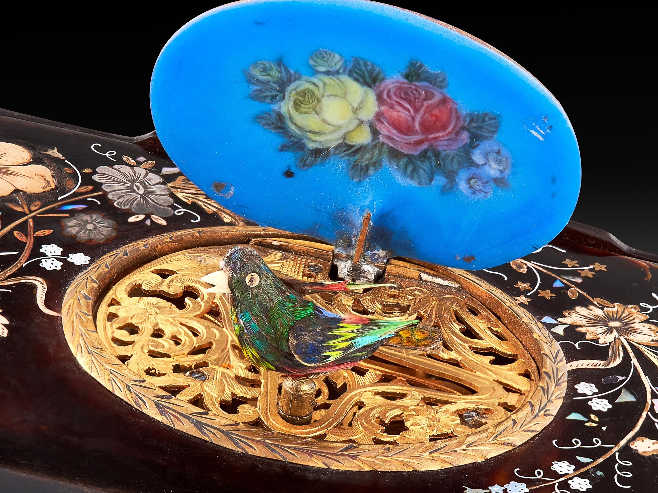 Romantic Incredibly Rare & Exquisite Singing Bird Box Inspired by Charles Bruguier For Sale