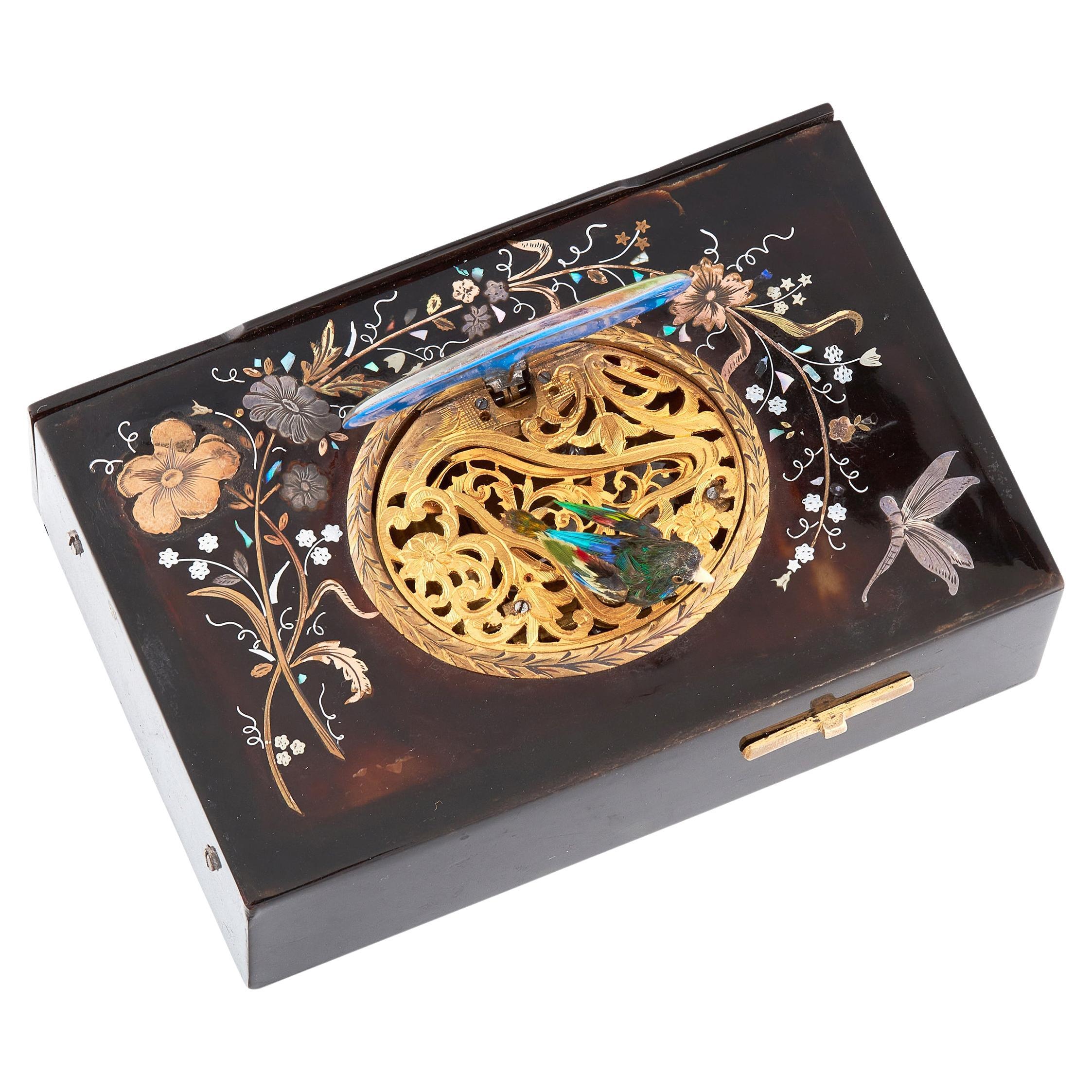 Incredibly Rare & Exquisite Singing Bird Box Inspired by Charles Bruguier For Sale