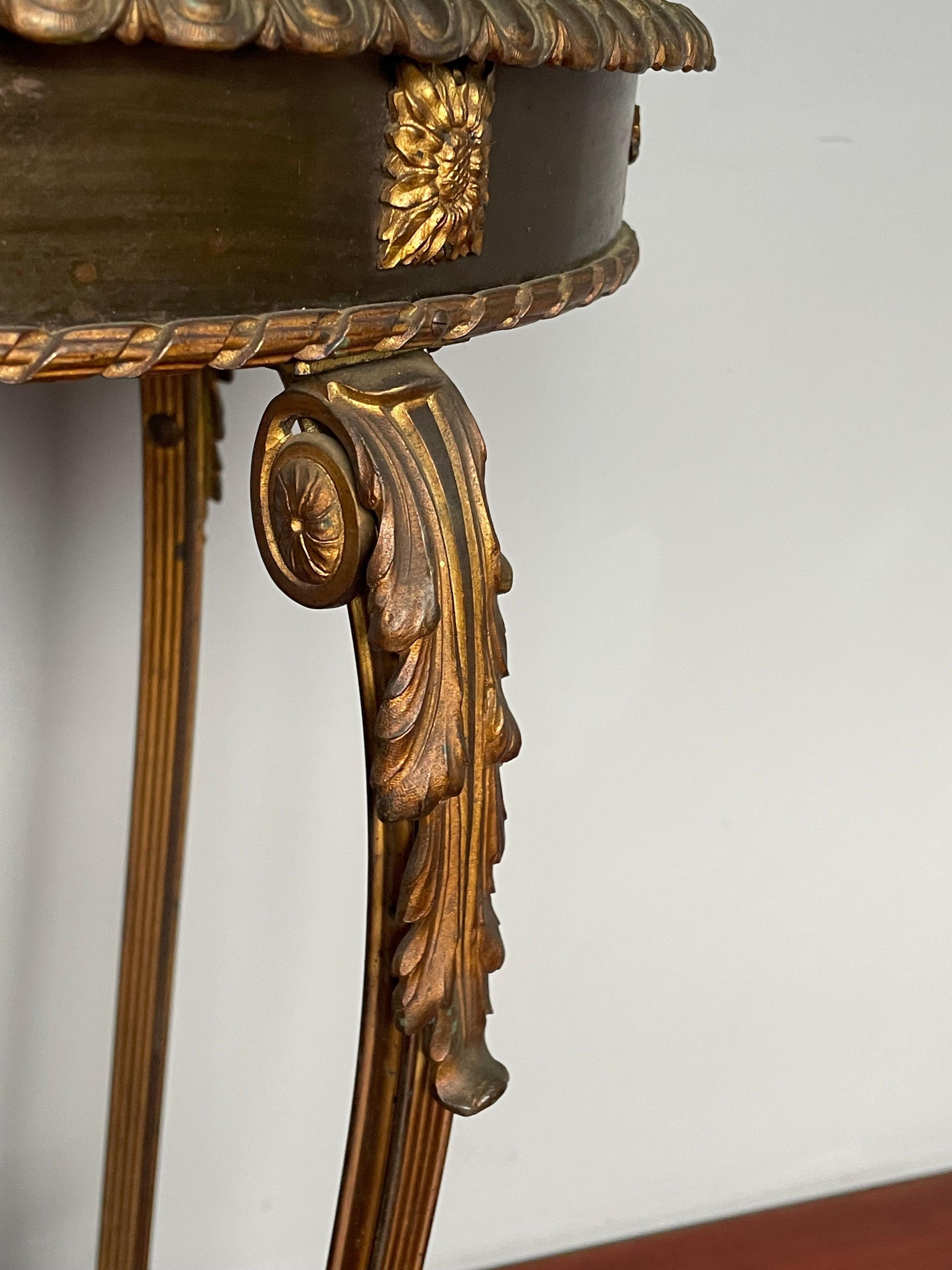 Incredibly Stylish Antique French Side / End Table, Gilt Bronze & Green Onyx Top For Sale 2