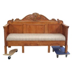 Incredibly Stylish Antique Kitchen Sofa with Ornate Carving Details, Early 1900s