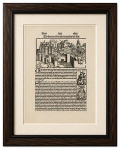 Incunabula Woodcut View of Tiberias from the Kleine Weltchronik, 1496