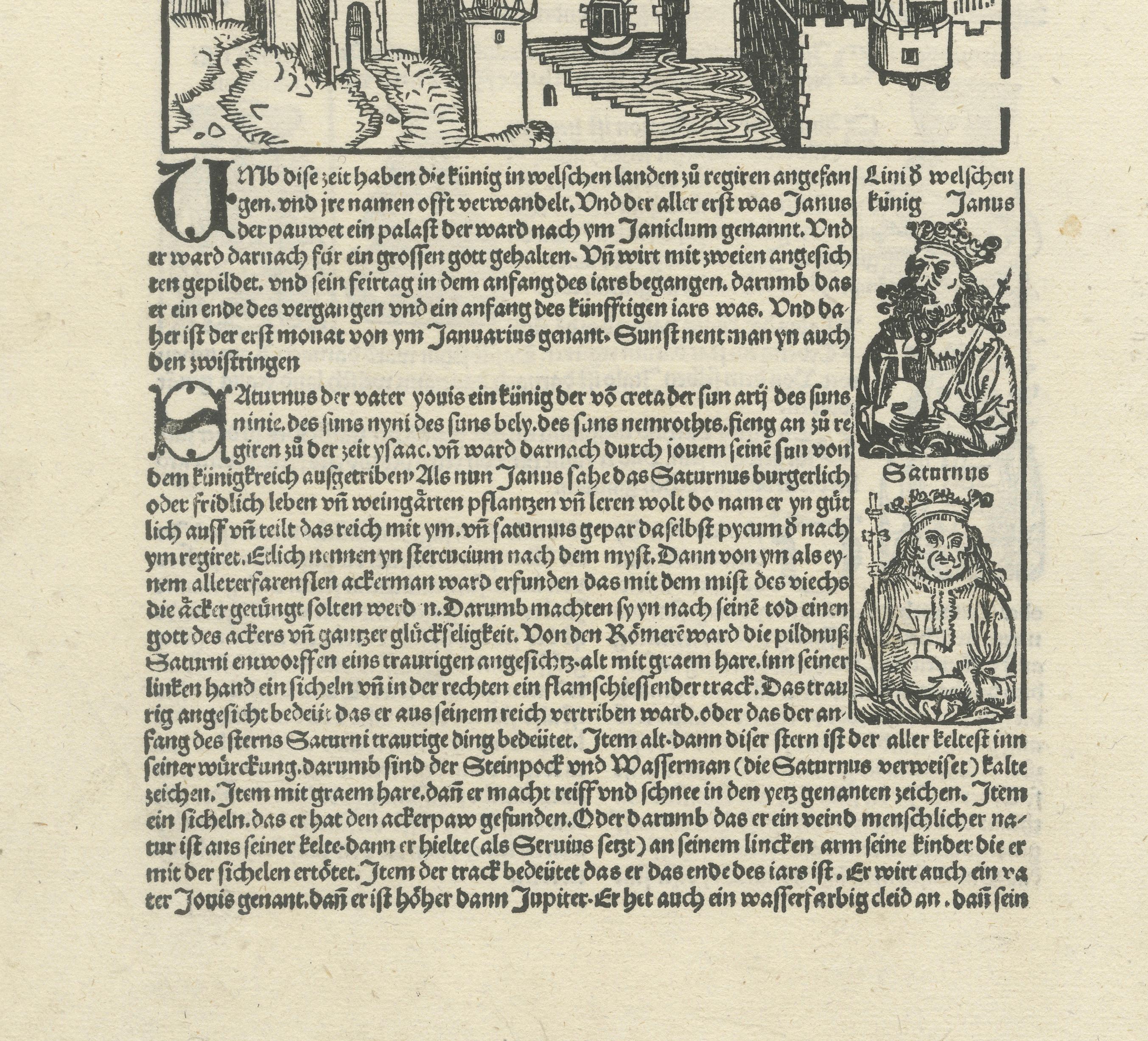 Incunabula Woodcut View of Tiberias from the Kleine Weltchronik, 1496