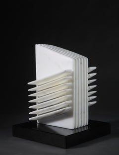Indalecio Etchebarne Carrara Marble Strata Sculpture Geometric Abstract Form