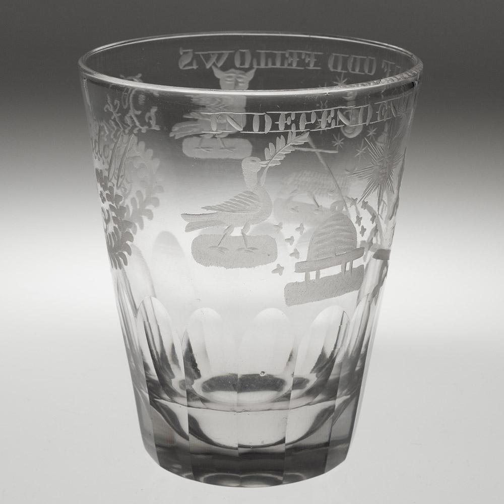 Independent Order of Oddfellows gravierter Becher mit Gravur, um 1839 (Mittleres 19. Jahrhundert) im Angebot