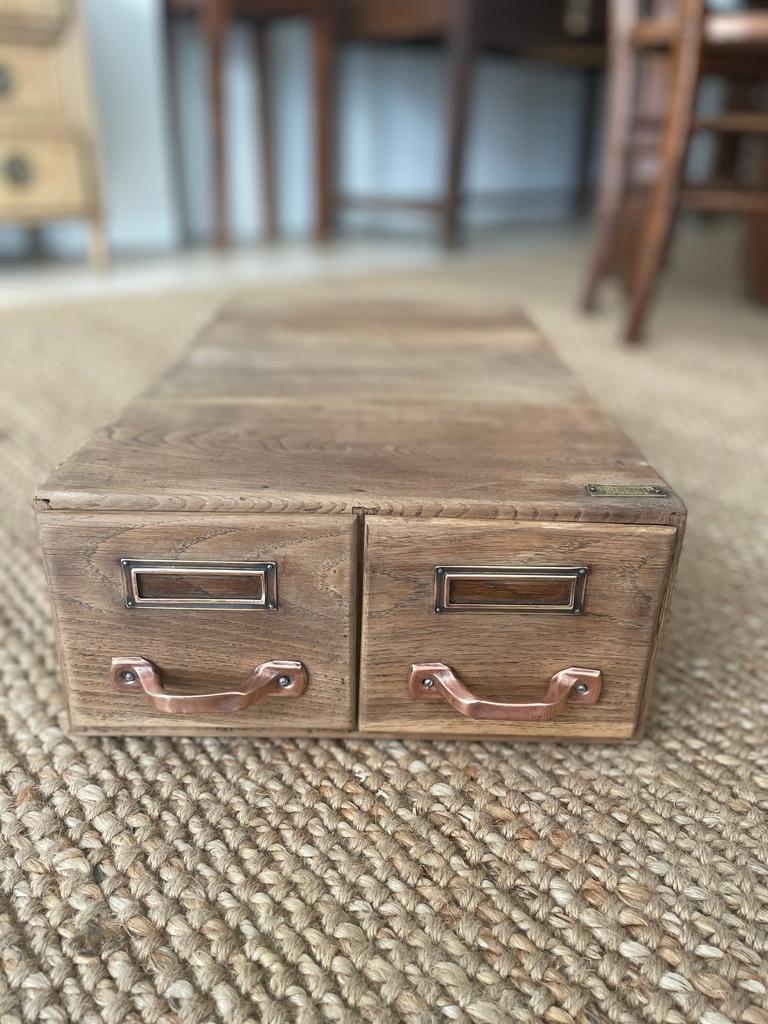Industrial Index Card File in Oak For Sale