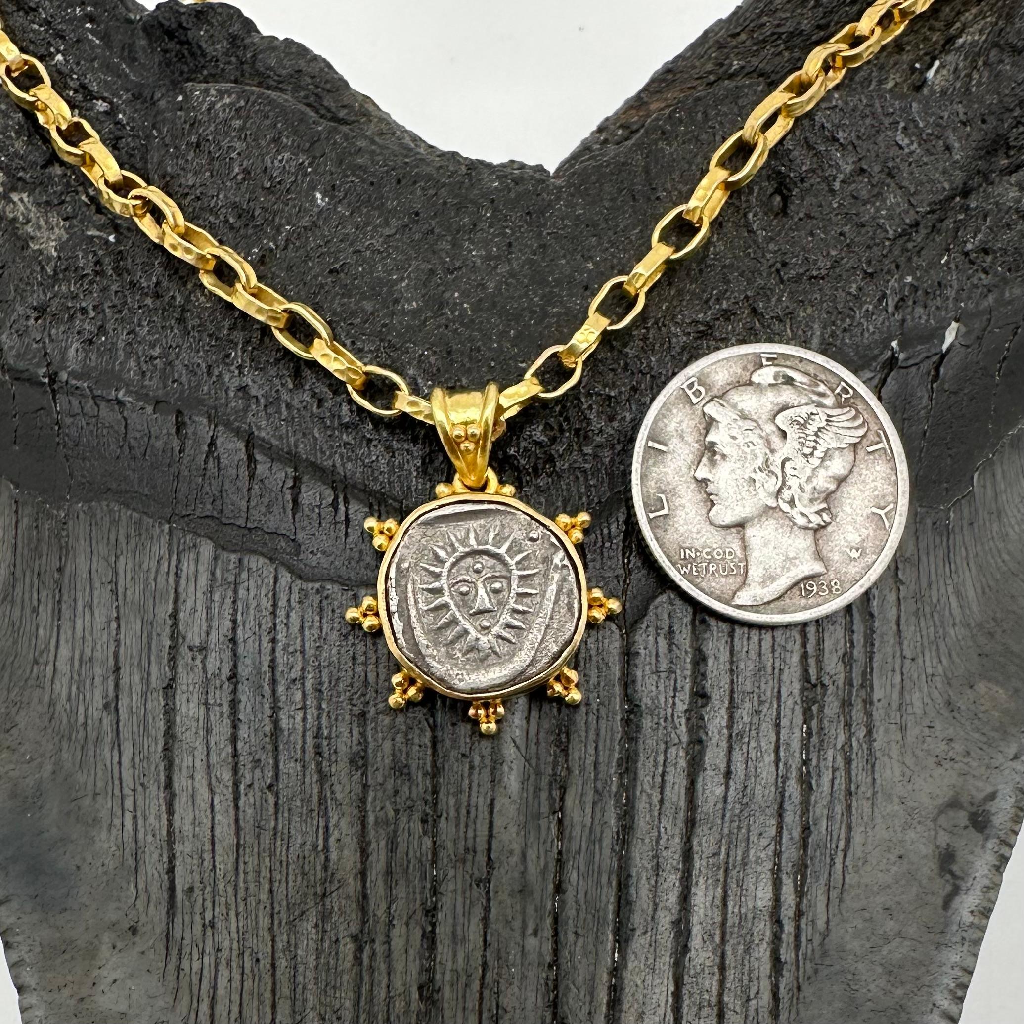 India 1850's Sun-Face Coin 18K Gold Pendant  For Sale 5