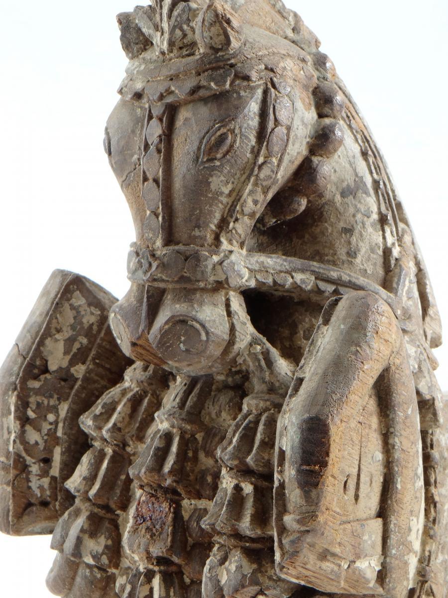 Wood India 19th Century, Sculpture of a Beam End on the Horse Motif