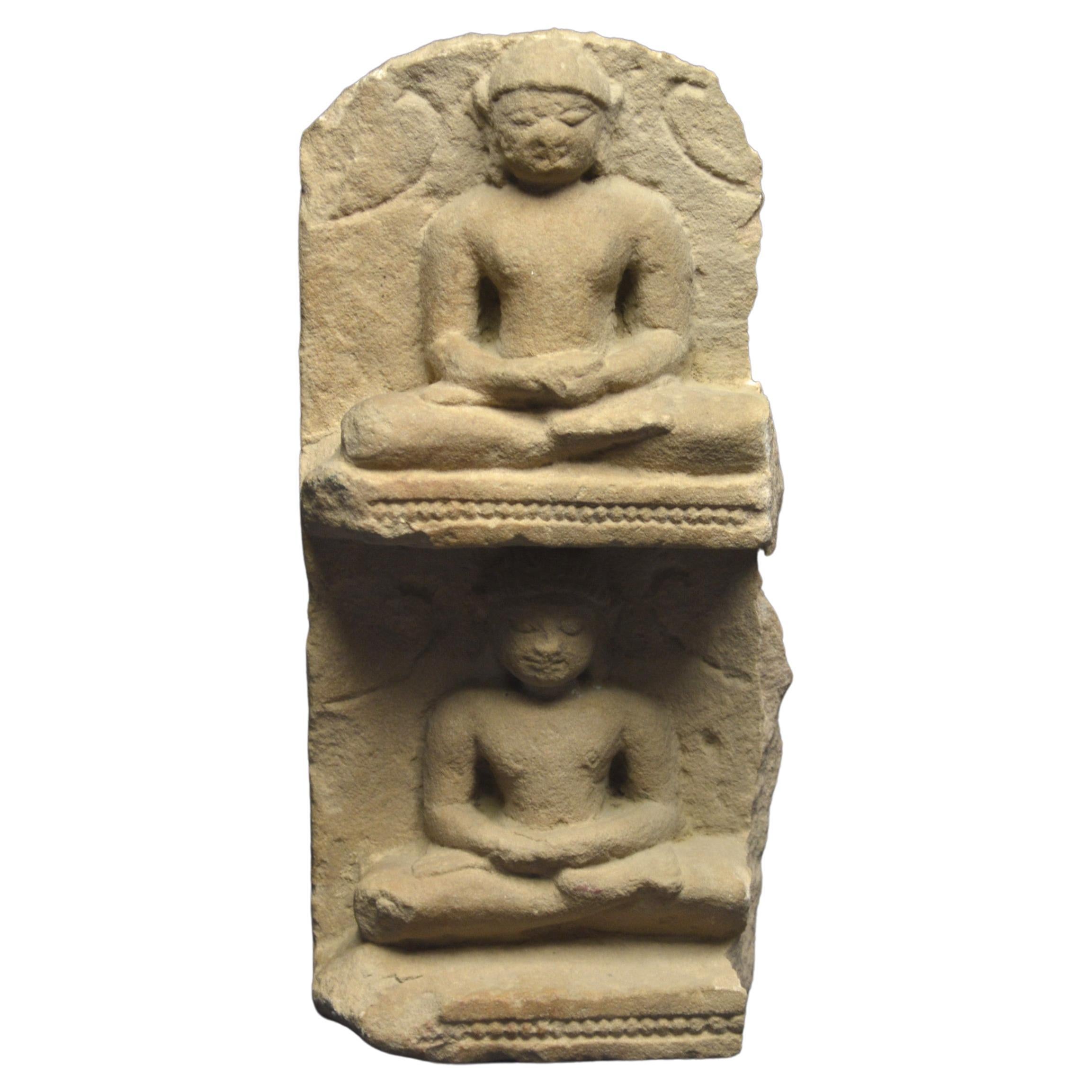 India, 8th - 10th Century, Jain Culture, Stele fragment with two Tirthankaras 