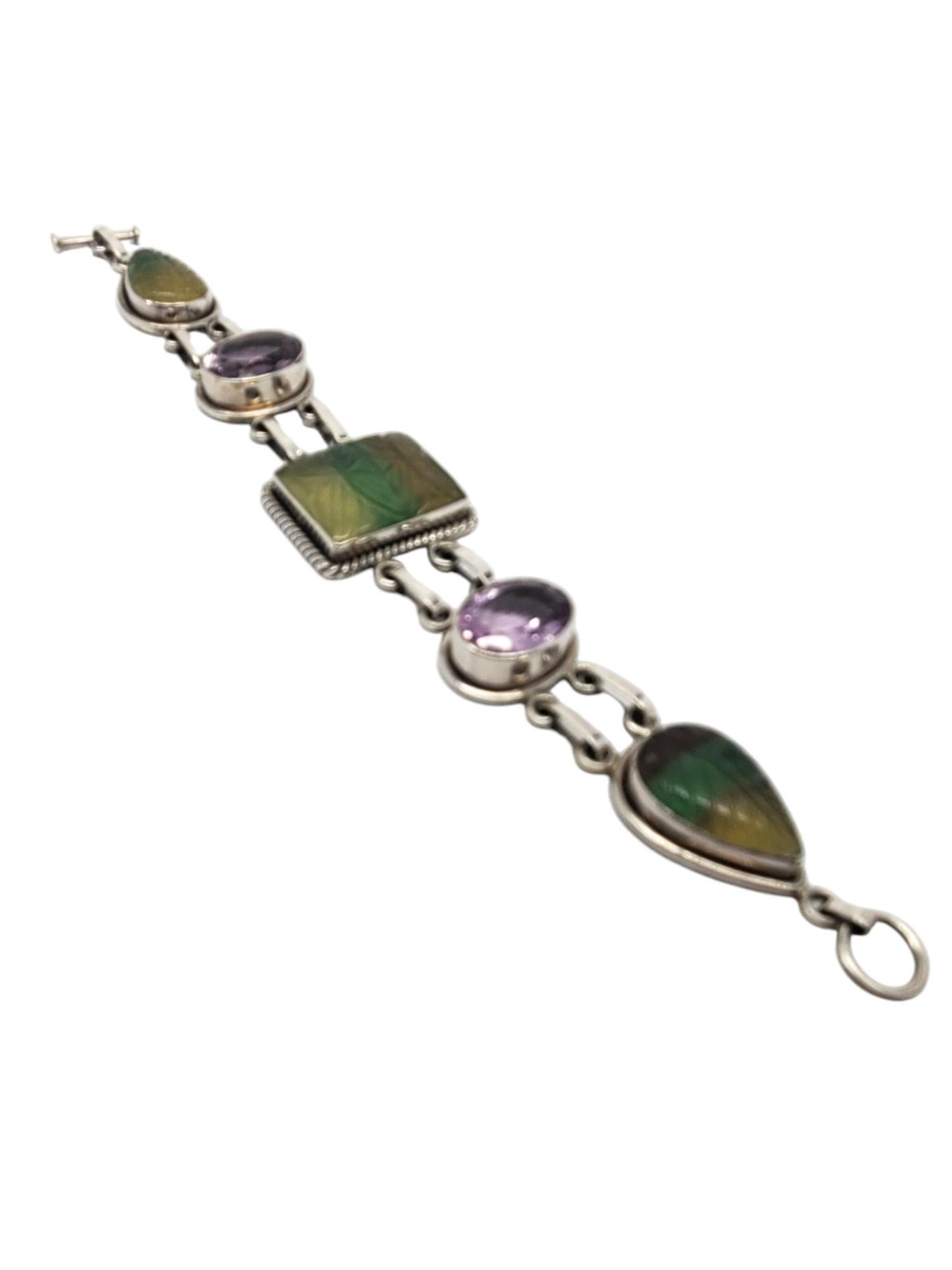 Donna India 925 Bracciale a più pietre intagliate A Link #20880 in vendita