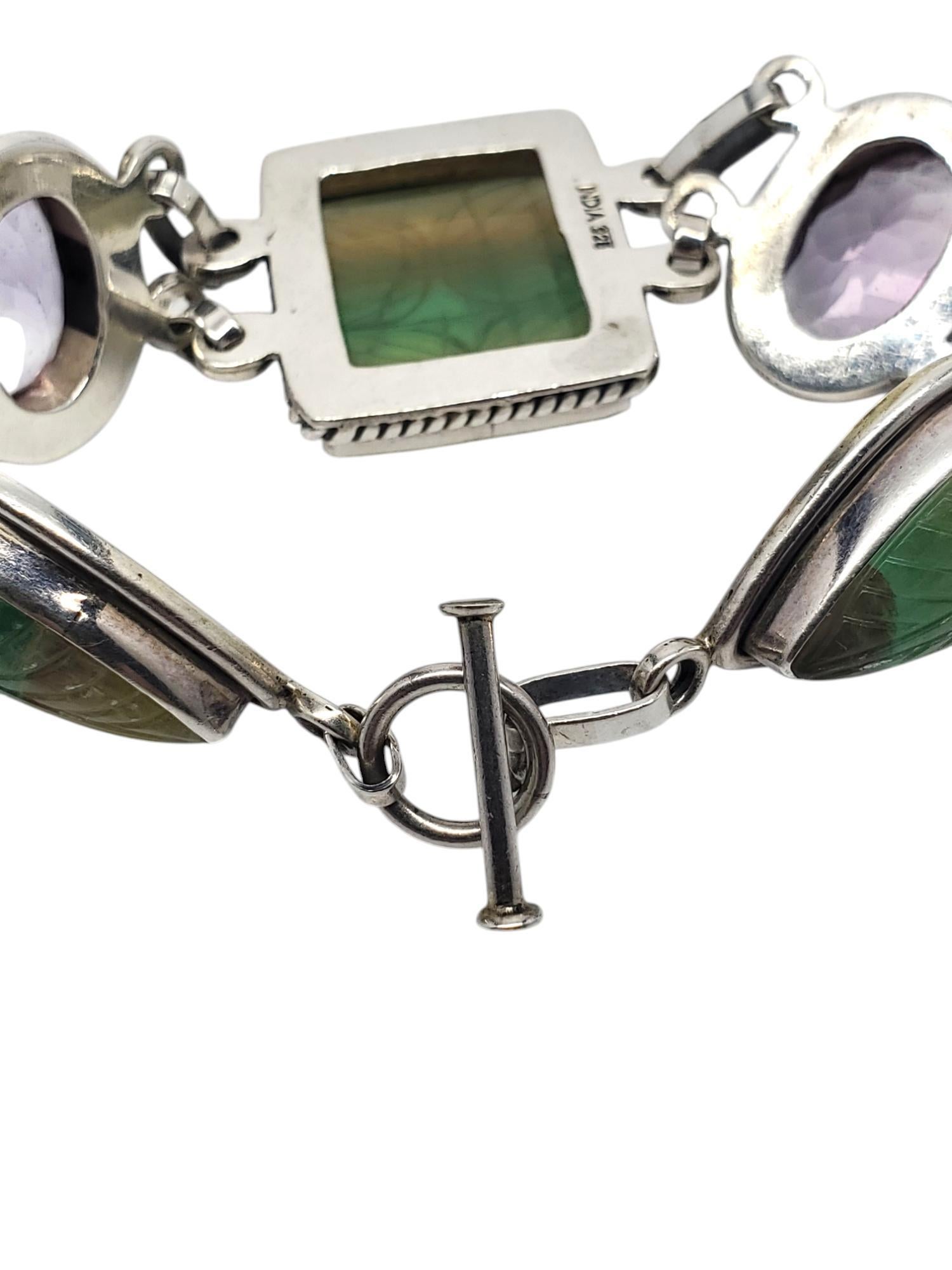 India 925 Bracciale a più pietre intagliate A Link #20880 in vendita 3