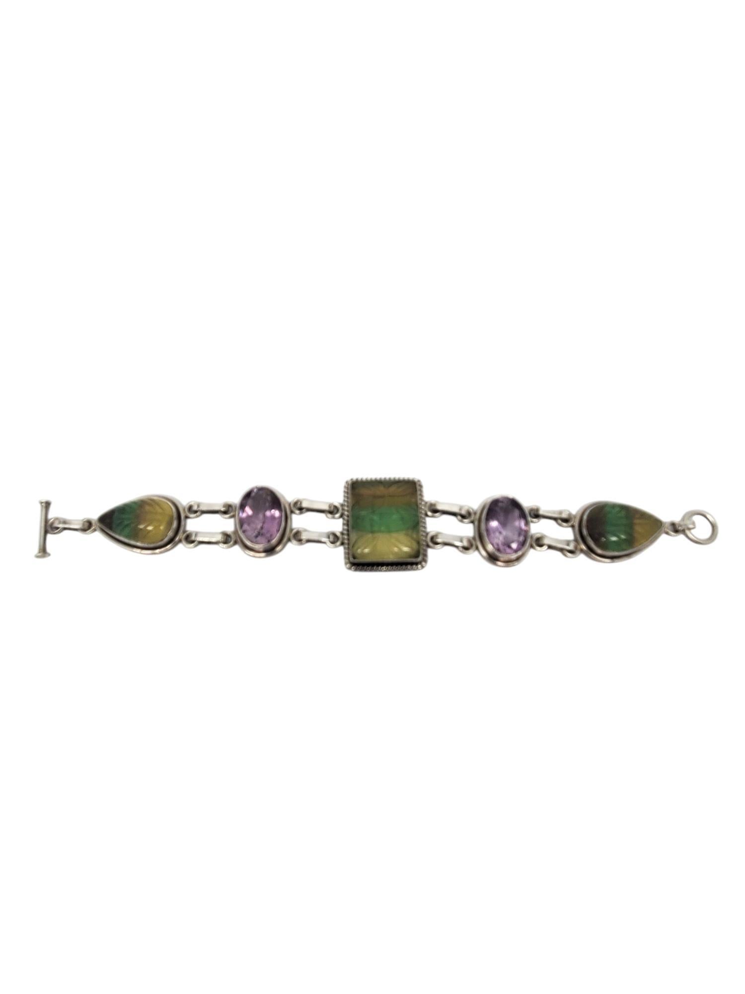 India 925 Bracciale a più pietre intagliate A Link #20880