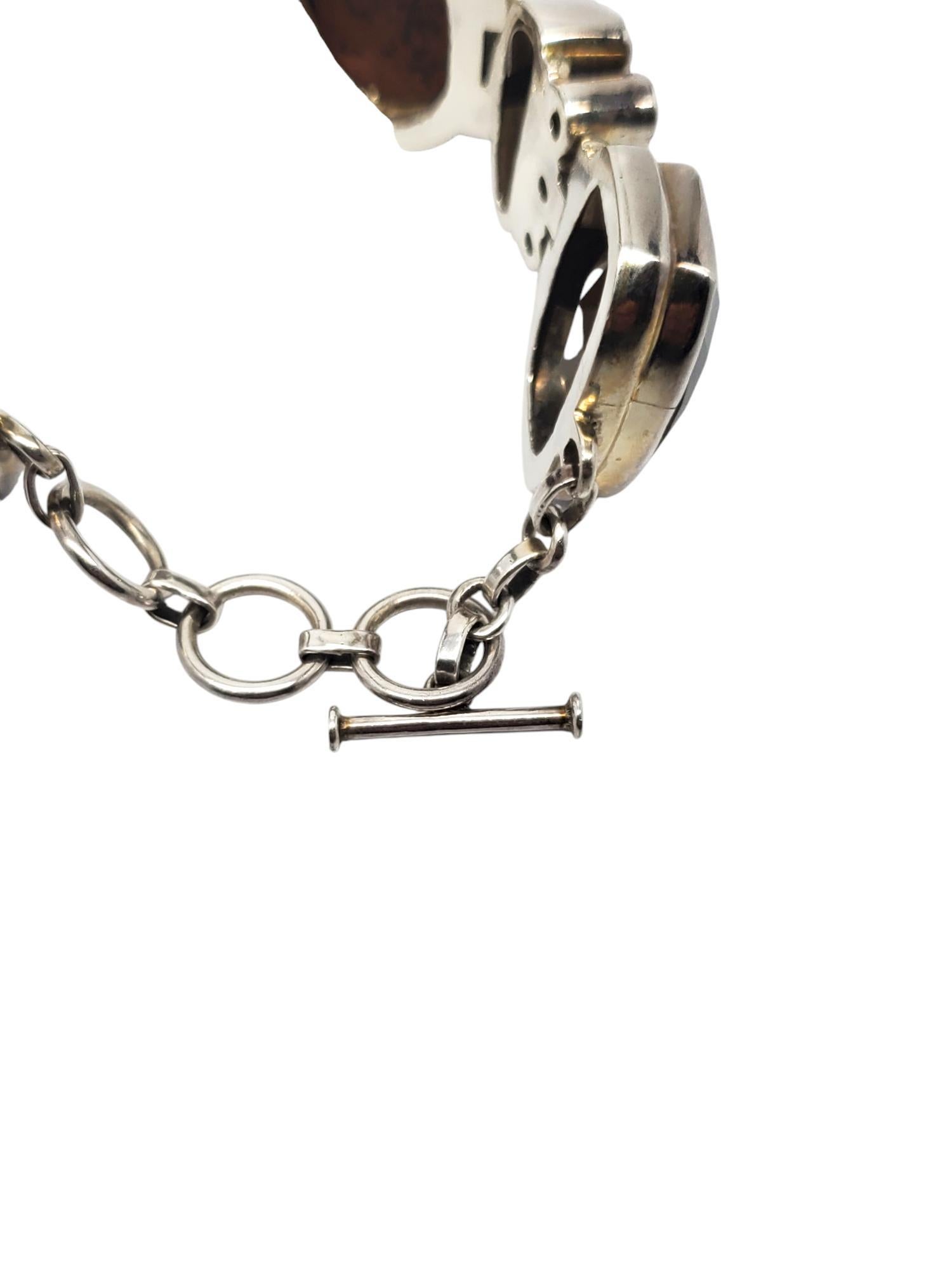 Inde 925 Large bracelet à charnière en pierres multiples Brown #20881 en vente 2