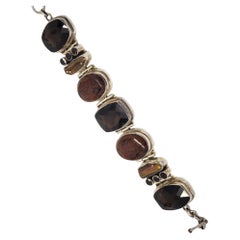 Indien 925 Große Multi Edelstein Brown Scharnier-Armband #20881